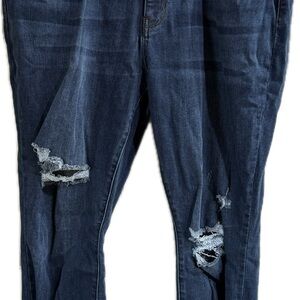 Ladies Distressed Blue Jeans